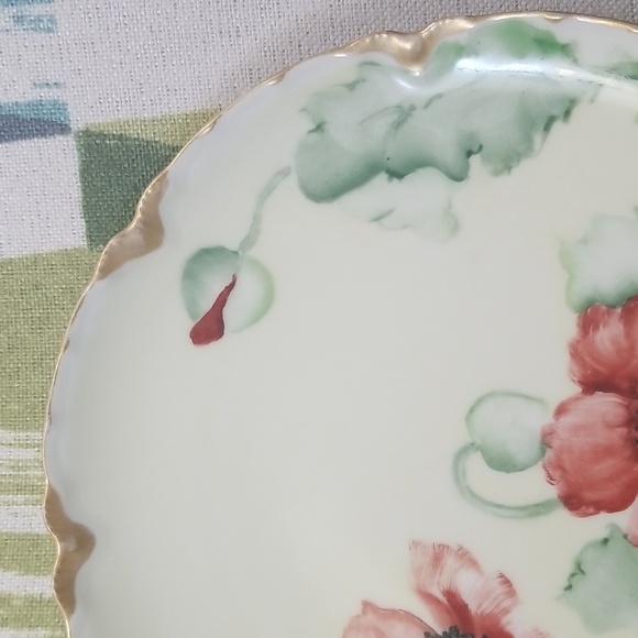 Vtg Haviland France Cottage Core Scallop Edge Red Poppies Decorative Plate - Picture 4 of 15